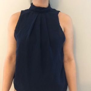 Sleeveless Dark Blue Blouse
